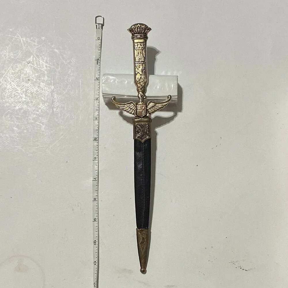 Vintage Spanish Toledo Style Decorative Dagger Letter Opener With Sheath 11.5”